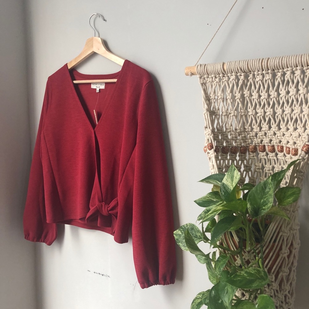 NWT Madewell Texture&Thread Long Sleeve Wrap Top